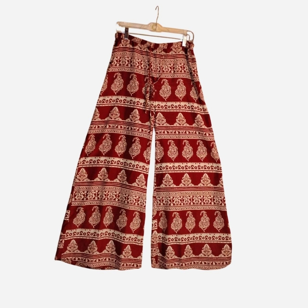 Wishlist Red Boho Paisley Wide Leg Palazzo Pants - Size Medium